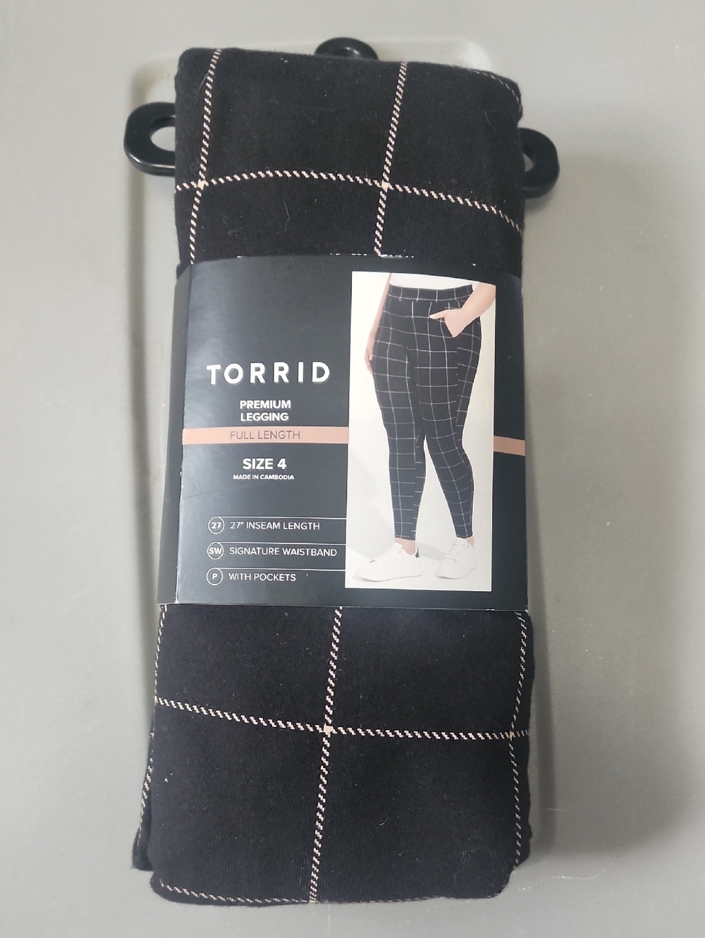 torrid Black Leggings with Windowpane Grid